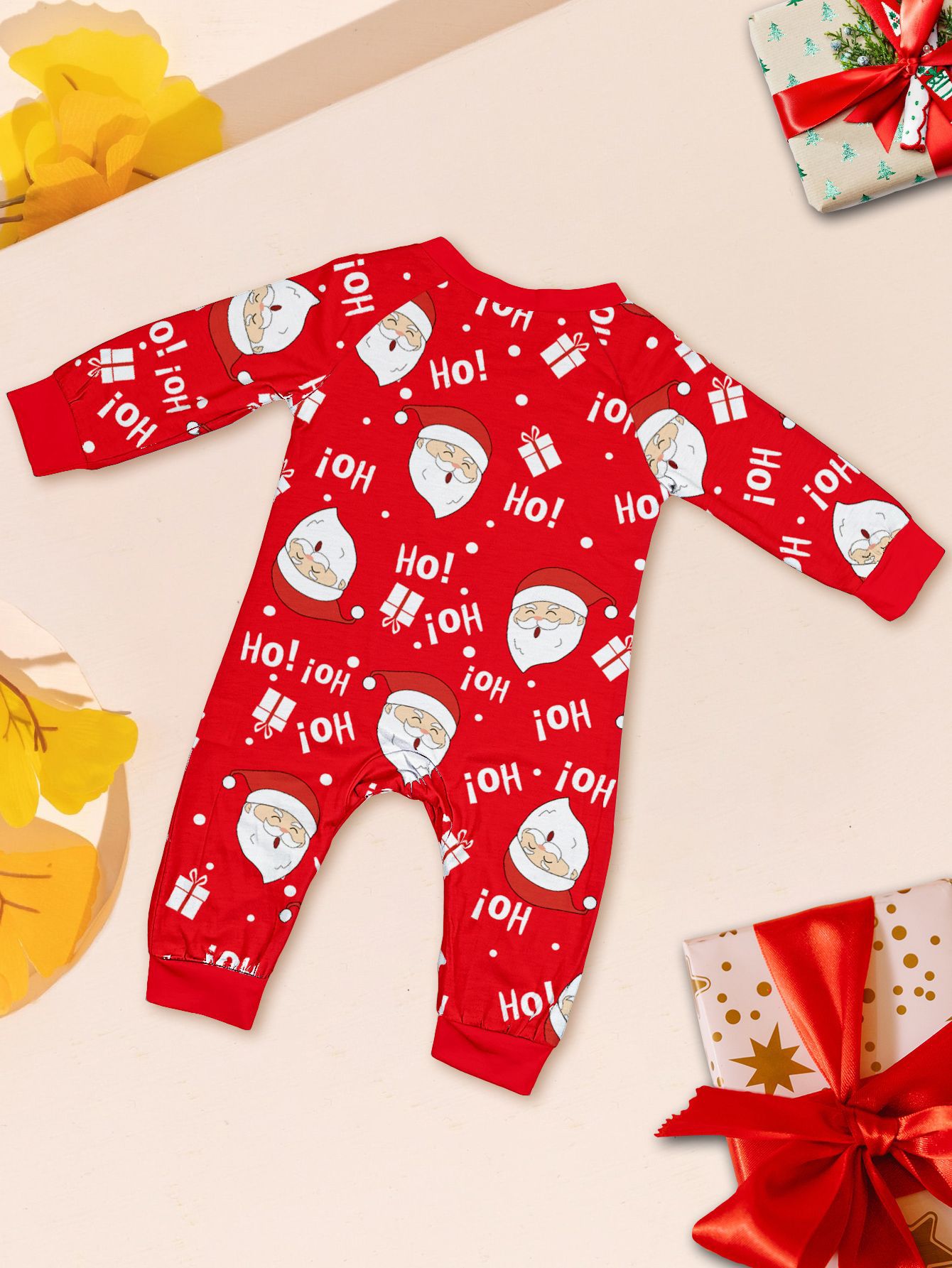Red White Raglan Santa Ho Ho Ho Family Pajamas