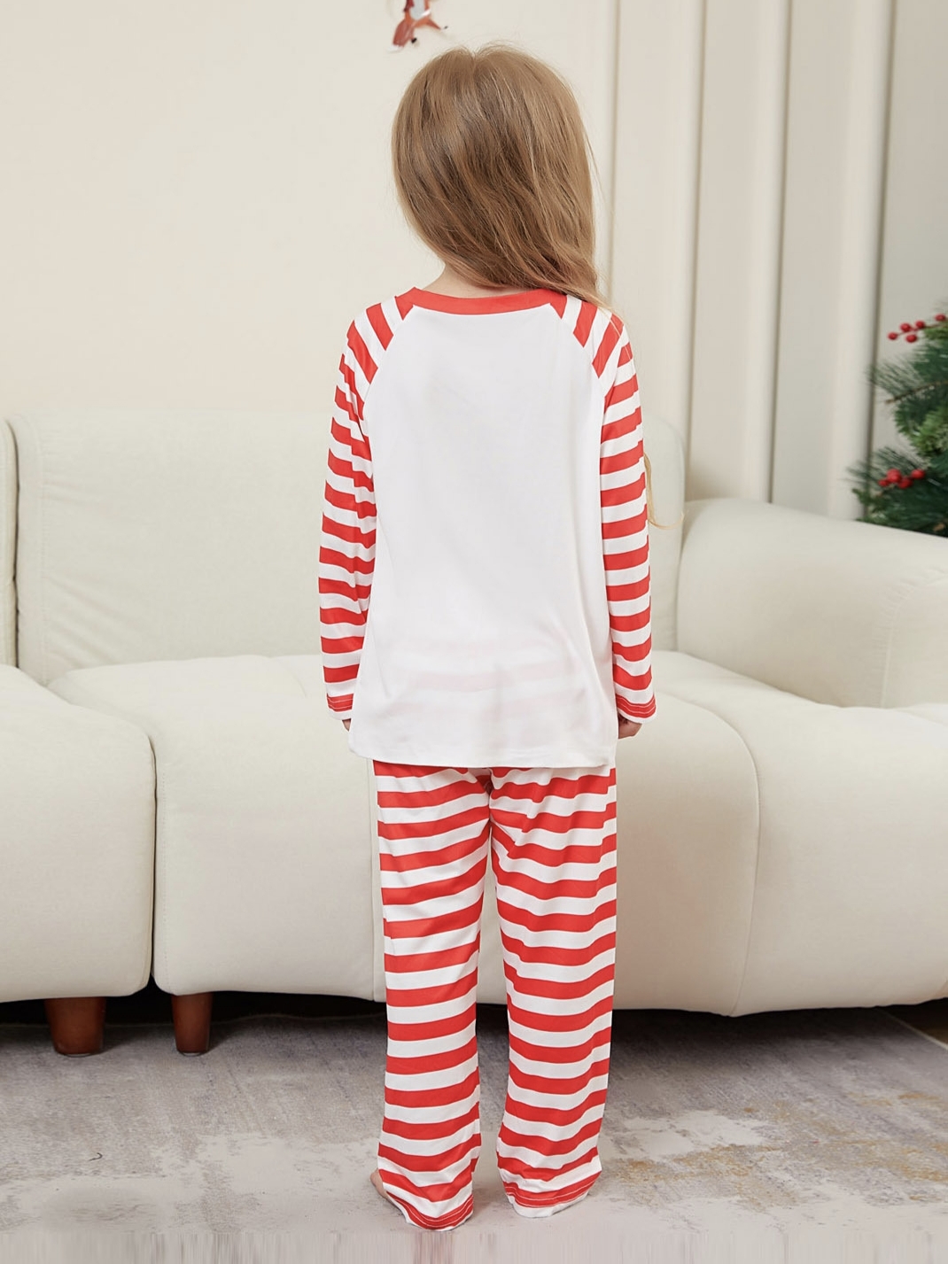 Red White Striped Santa Family Matching Pajamas