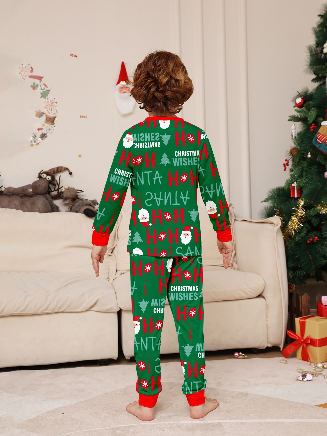 Green Santa Letter Full Print Family Matching Pajamas