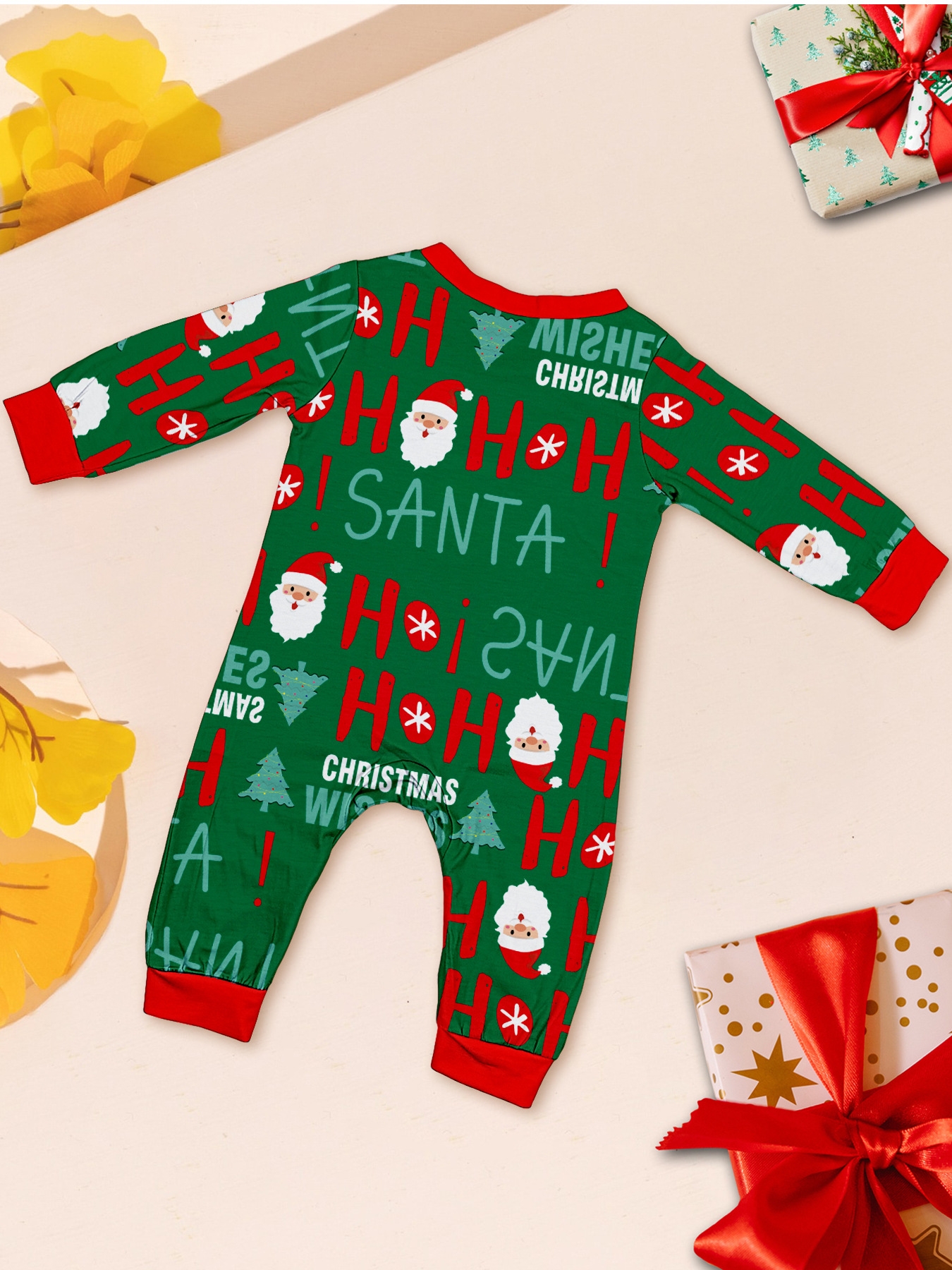 Green Santa Letter Full Print Family Matching Pajamas