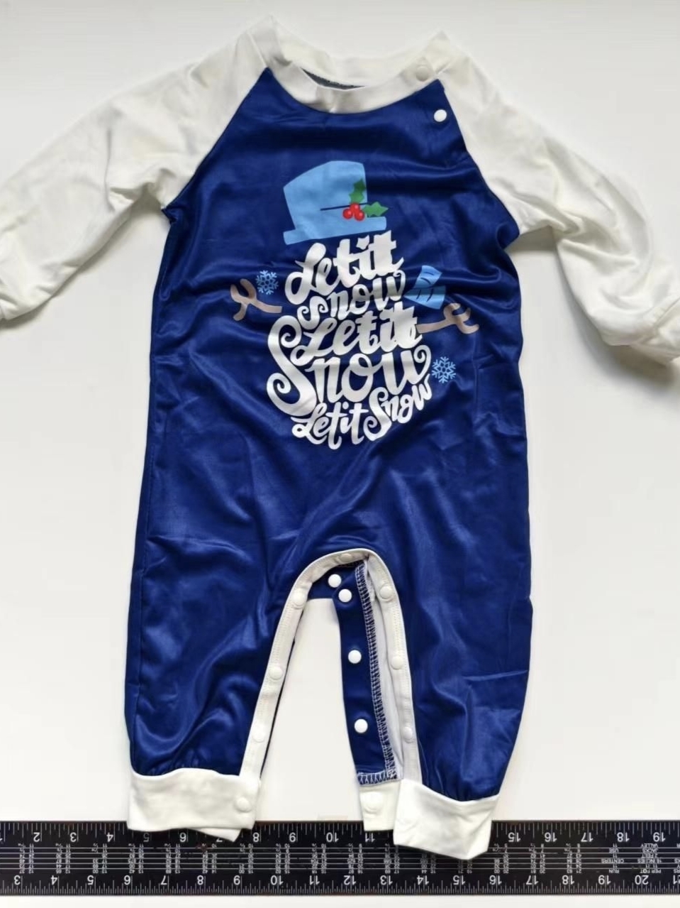 Navy Blue Snowman Snowflake Raglan Family Matching Pajamas