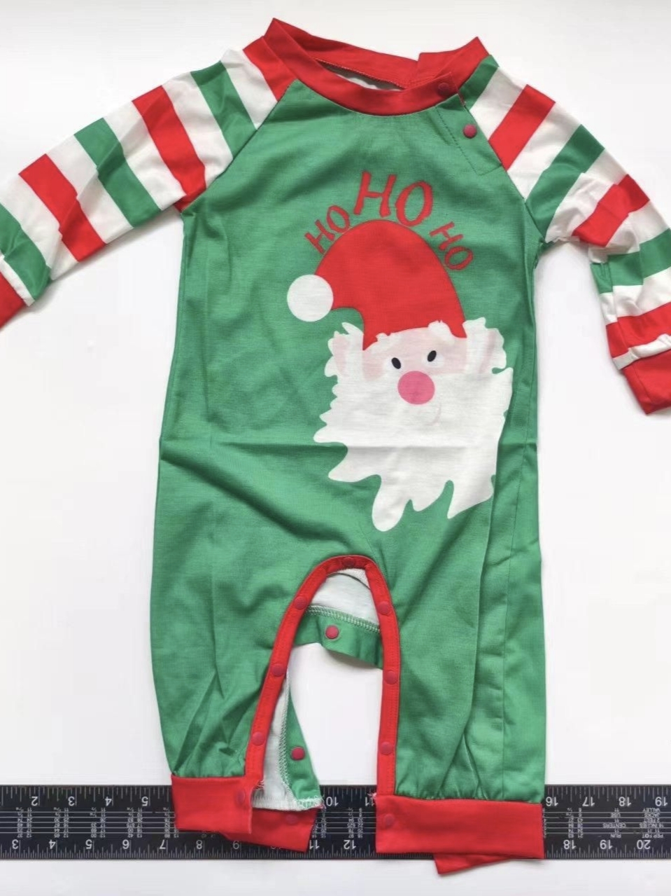 Green Red Stripe Santa Family Matching Pajamas