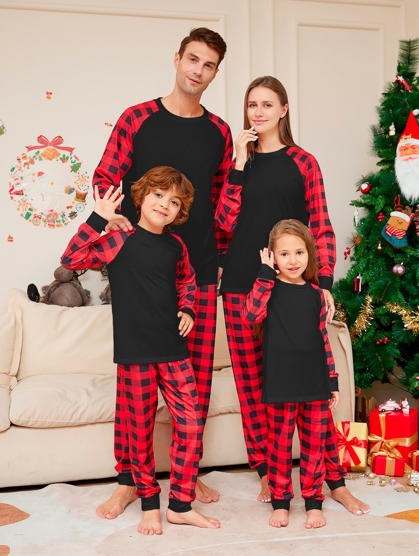 Raglan Plaid Family Matching Pajamas