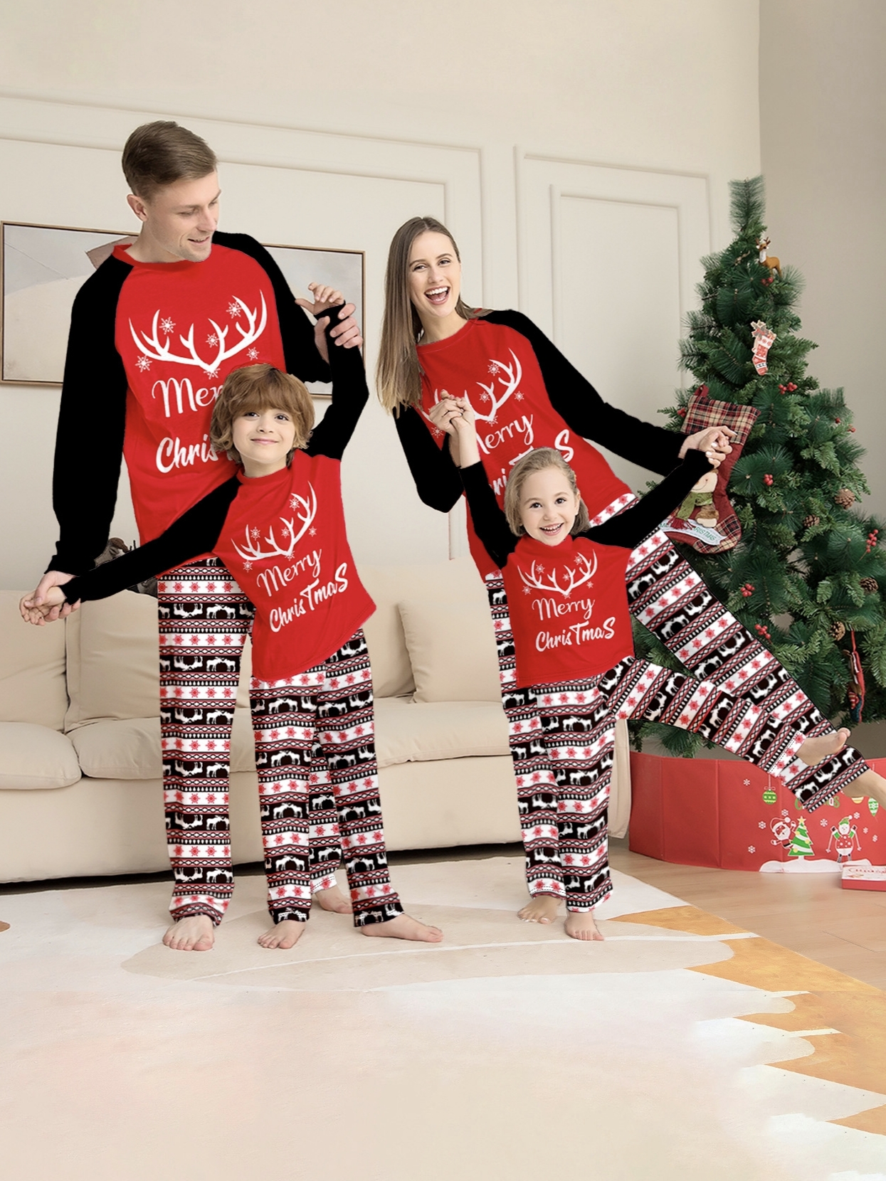 Reindeer Print Family Matching Pajamas