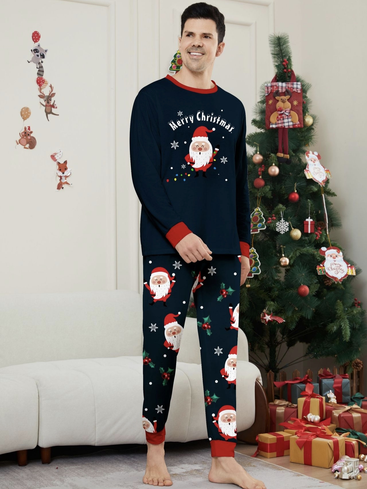 Santa Print Family Matching Pajamas