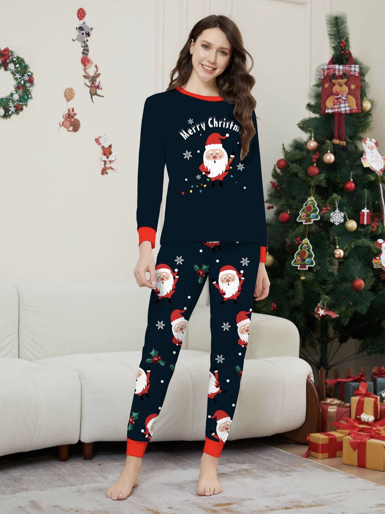 Santa Print Family Matching Pajamas