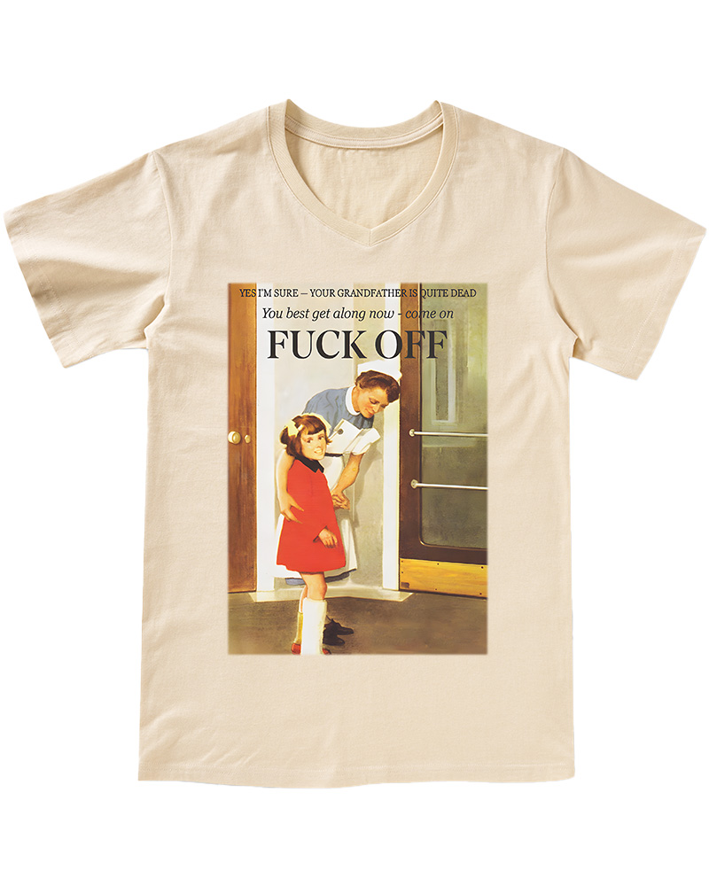 1950s Dark Humor Graphic V-neck T-Shirt image 1