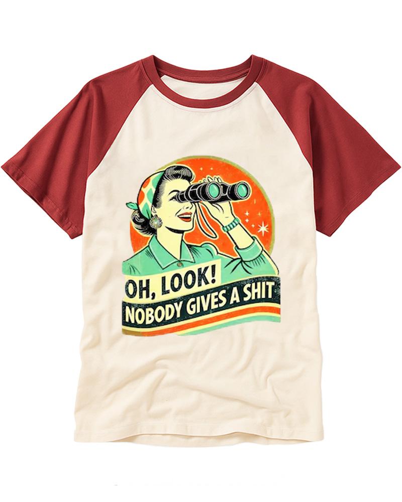 Oh,Look! Nobody Gives A 1950s Raglan Baseball T-Shirt image 1