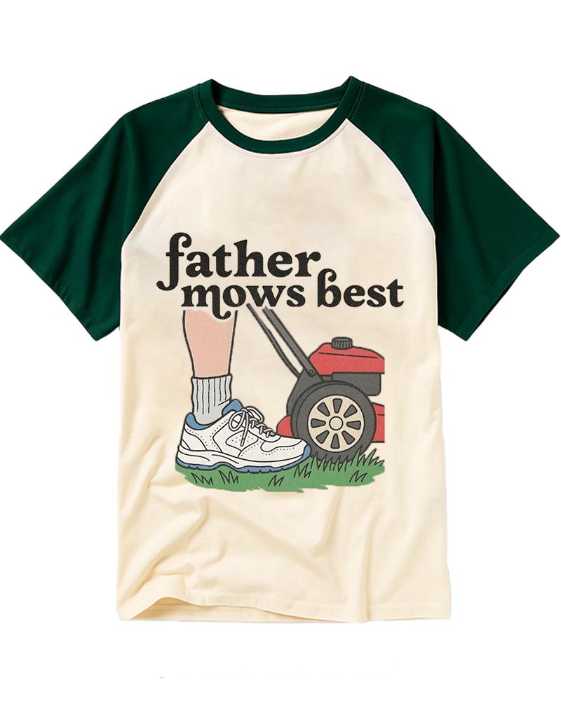Father Mows Best 1950s Raglan Baseball T-Shirt image 1