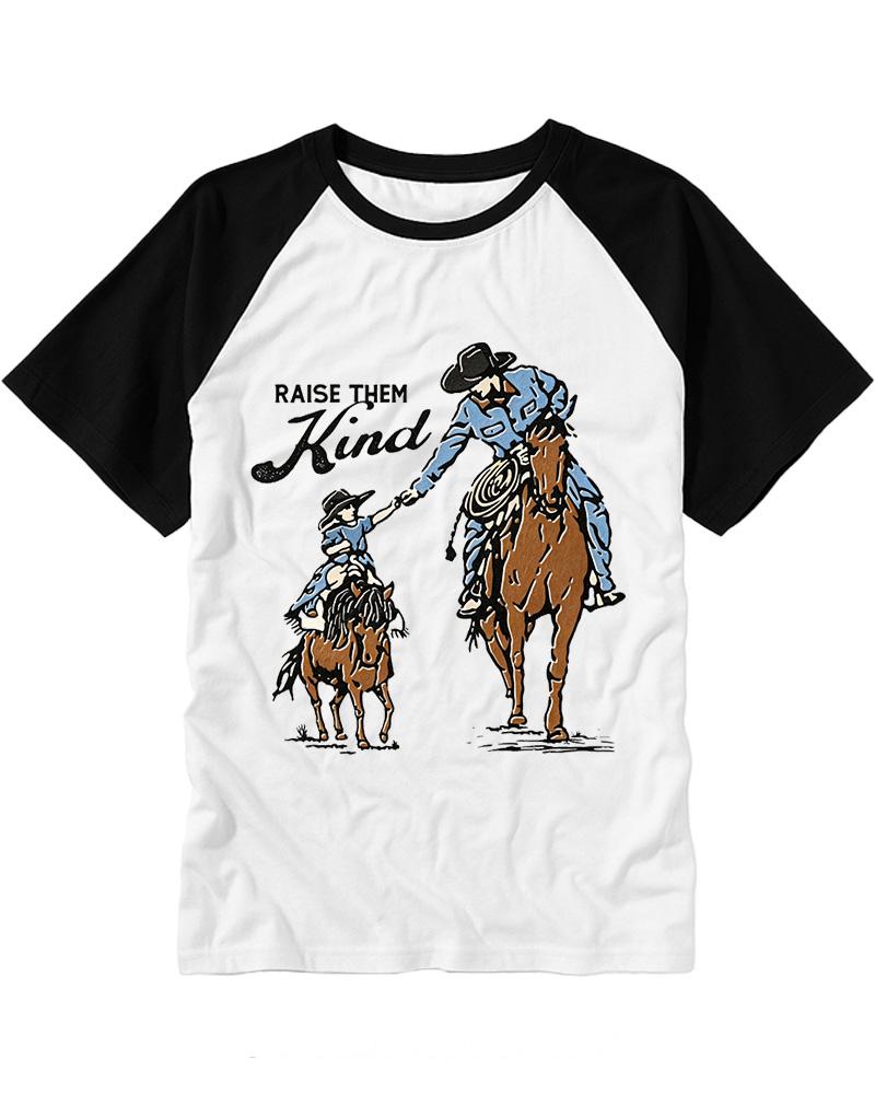 Raise Them Kind Western 1950s Raglan Baseball T-Shirt image 1