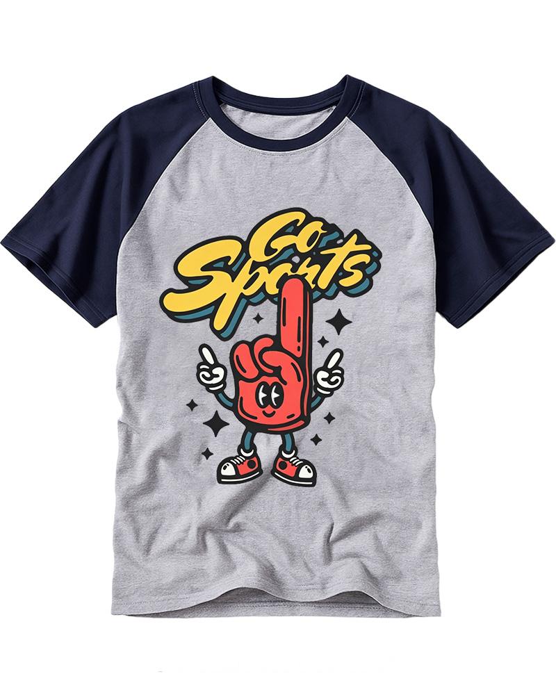 Funny Go Sports Foam Finger 1990s Raglan Baseball T-Shirt image 1