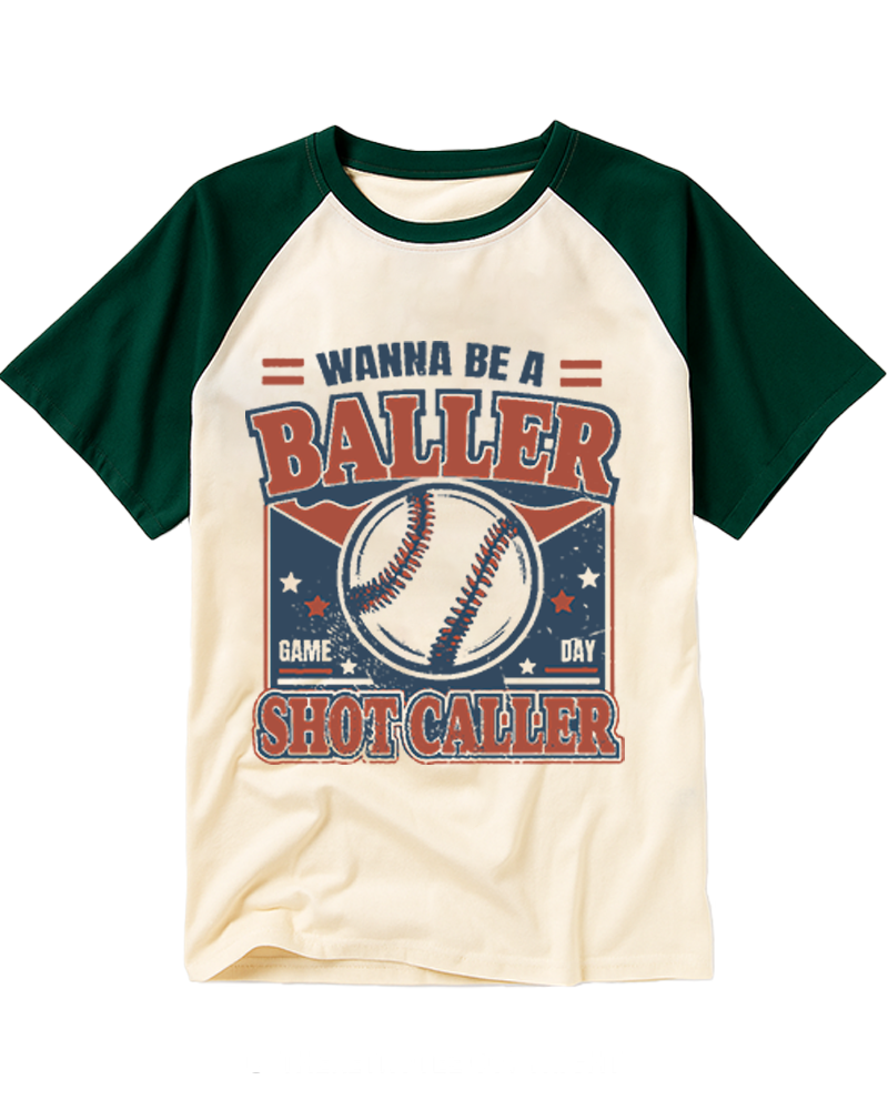 Wanna Be A Baller Shot Caller 1990s Raglan Baseball T-Shirt image 1