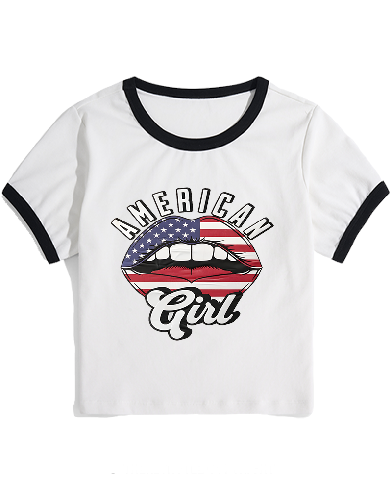 American Girl 1950s Women's Ringer T-shirt image 1