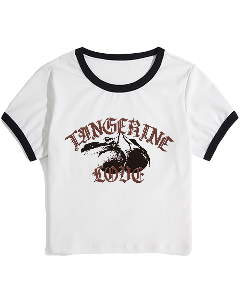 Tangerine Love 1990s Women's Ringer T-shirt image 1