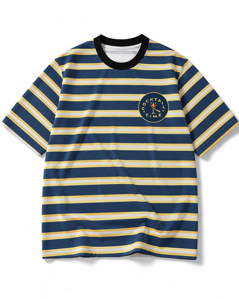 Cocktail Time 1960s Eco Oversized Striped Ringer T-Shirt image 1