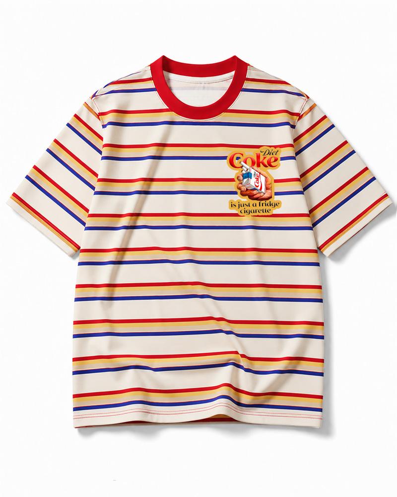 Diet Coke 1990s Eco Oversized Striped Ringer T-Shirt image 1