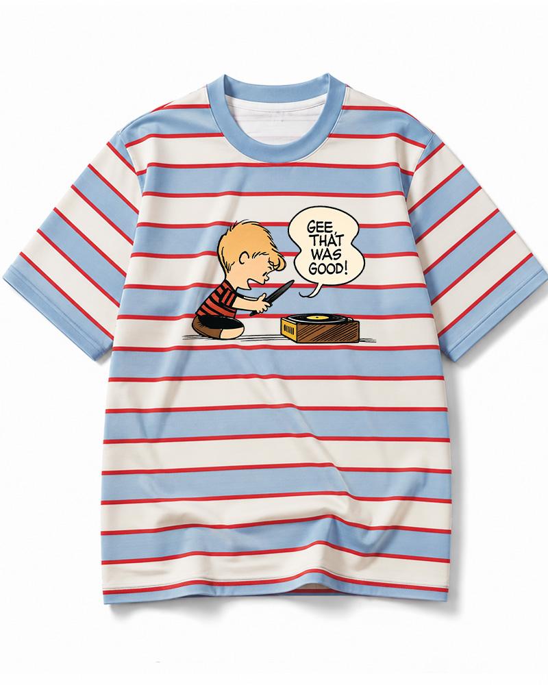 Gee That Was Good! 1950s Eco Oversized Striped Ringer T-Shirt image 1
