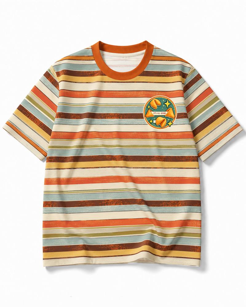 It’s All Good 1980s Eco Oversized Striped Ringer T-Shirt image 1