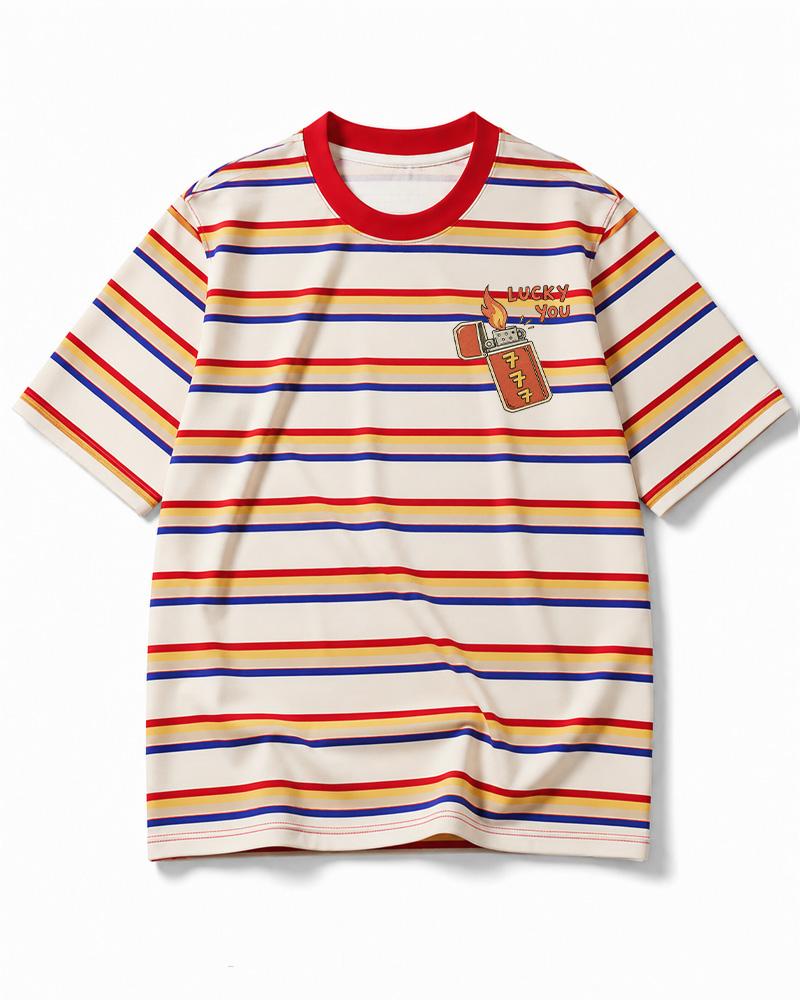 Lucky 777 1990s Eco Oversized Striped Ringer T-Shirt image 1