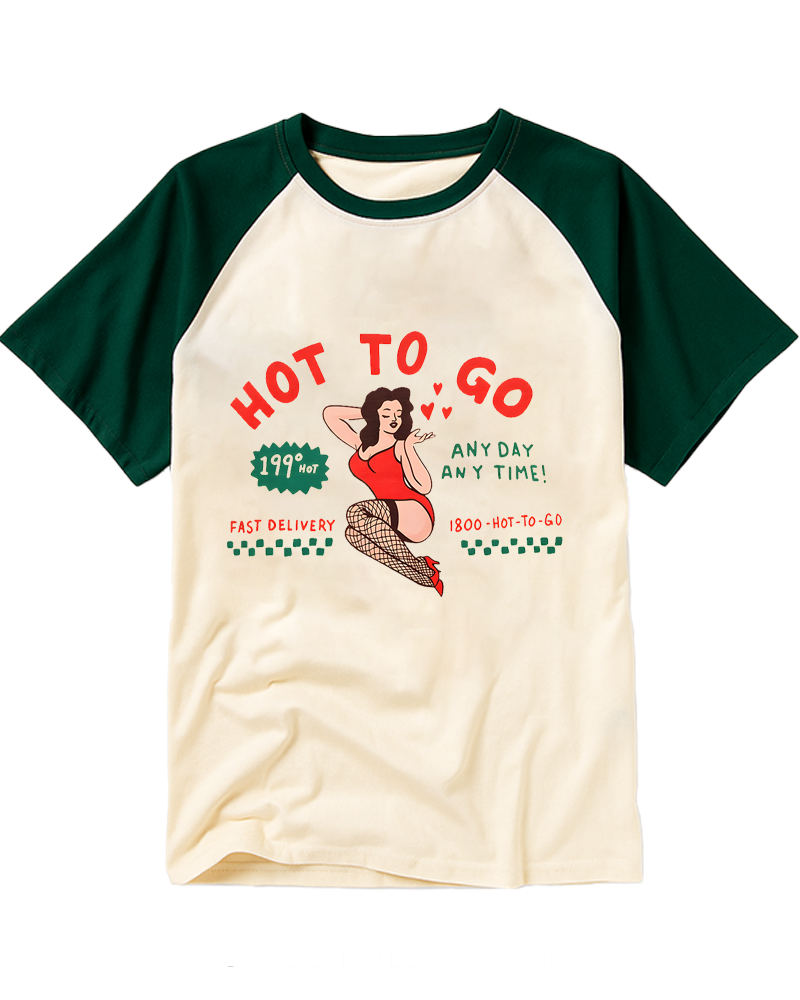 Hot To Go 1950s Raglan Baseball T-Shirt image 1