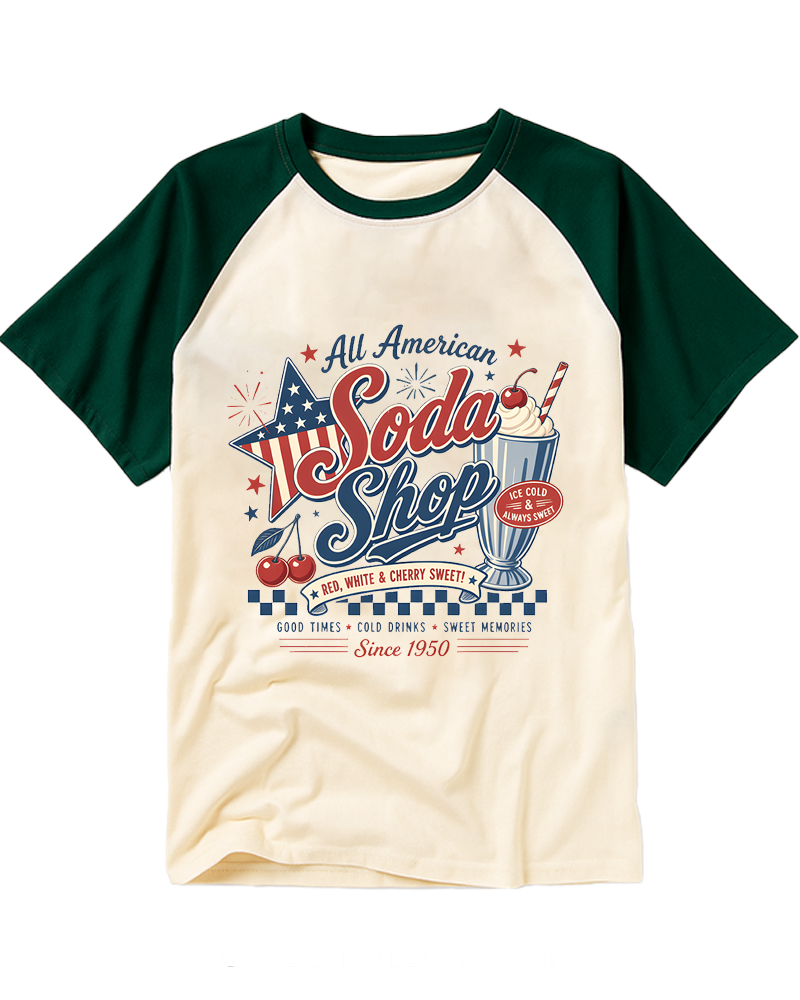 All American Soda Shop 1950s Raglan Baseball T-Shirt image 1