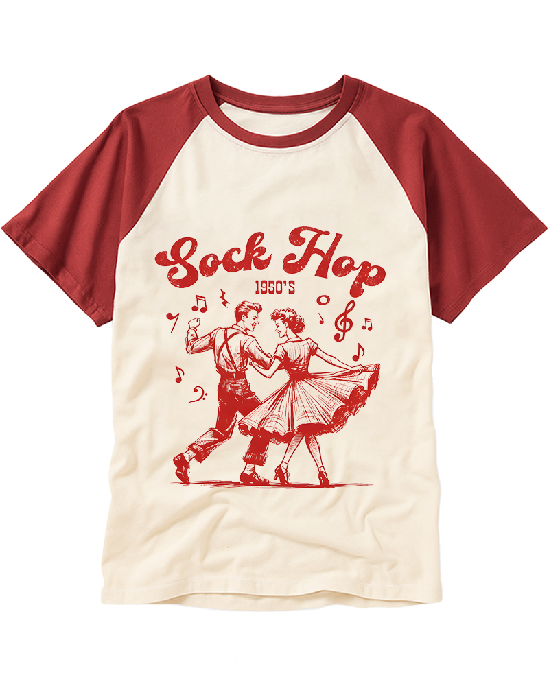 Sock Hop 1950s Raglan Baseball T-Shirt image 1