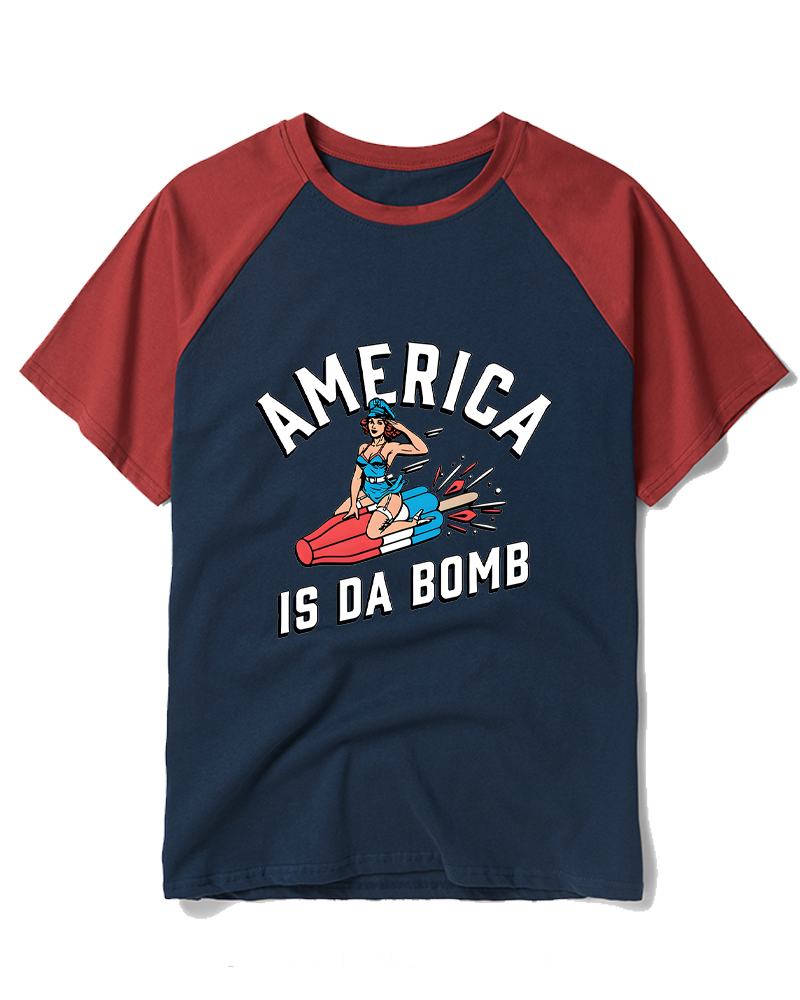 America is Da Bomb 1950s Raglan Baseball T-Shirt image 1