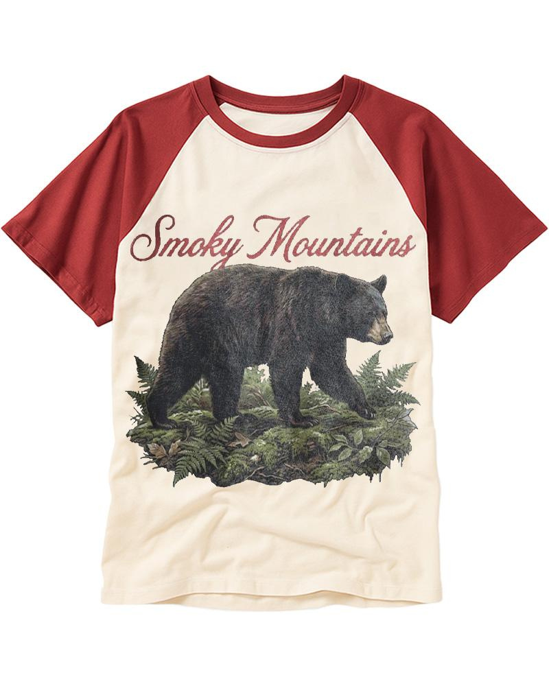 Smoky Mountains Bear 1980s Raglan Baseball T-Shirt image 1