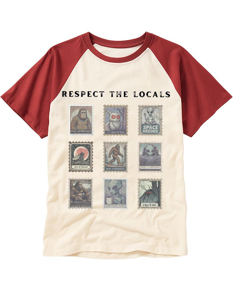 Respect the Locals Cryptid 1970s Raglan Baseball T-Shirt image 1