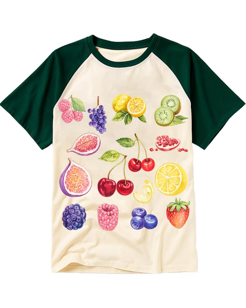 Fruits And Berries 1990s Raglan Baseball T-Shirt image 1