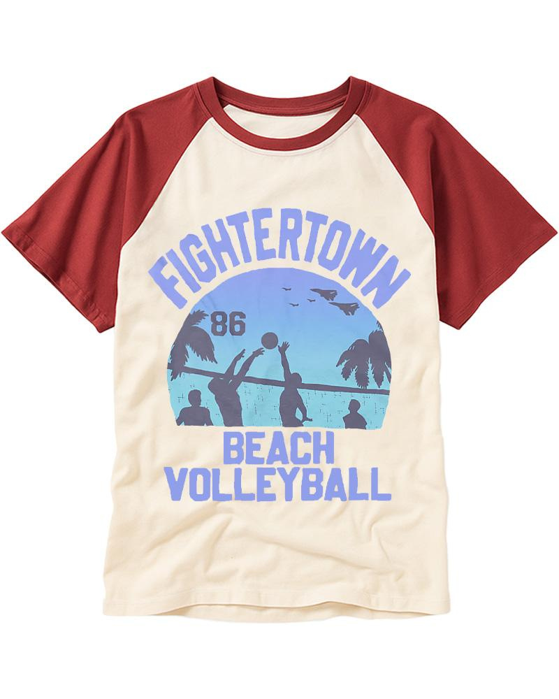 Beach Volleyball 1980s Raglan Baseball T-Shirt image 1