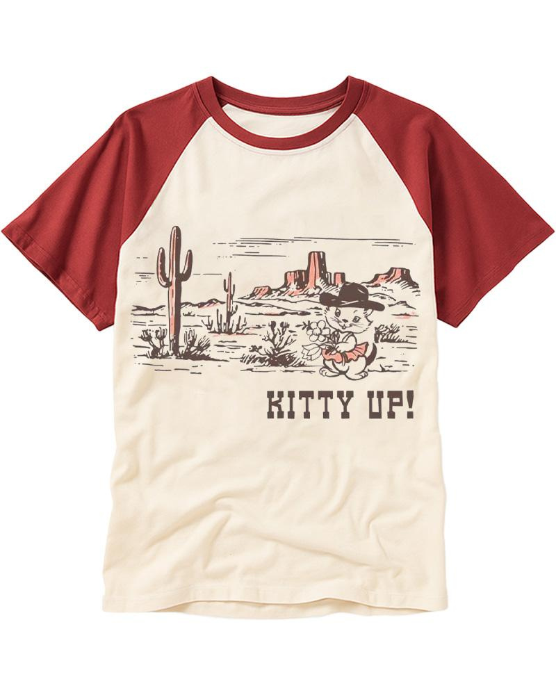 Kitty Up Cowgirl 1960s Raglan Baseball T-Shirt image 1