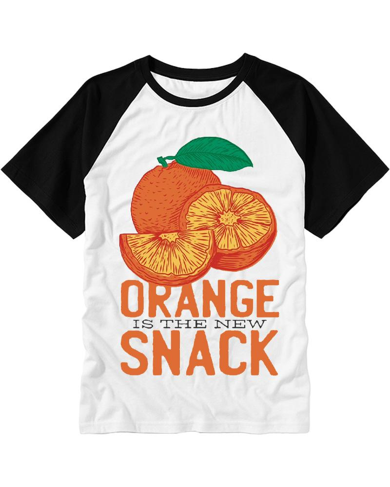 Orange Is The Snack 1970s Raglan Baseball T-Shirt image 1