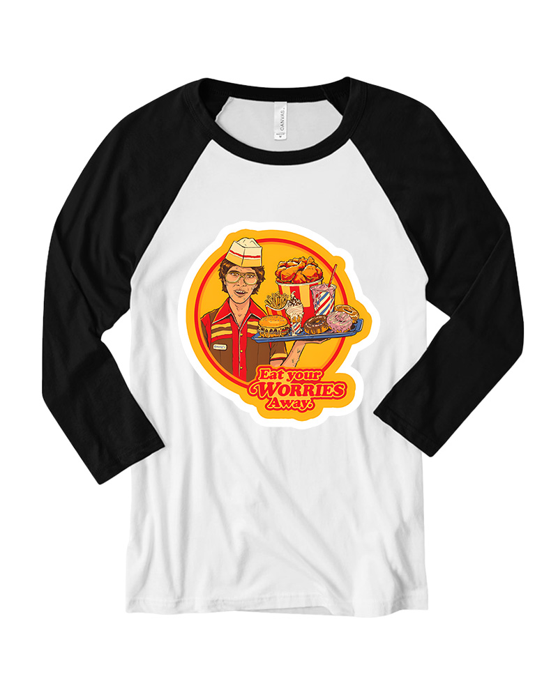 Eat Your Worries Magnet Long Sleeve Raglan T-Shirt image 1