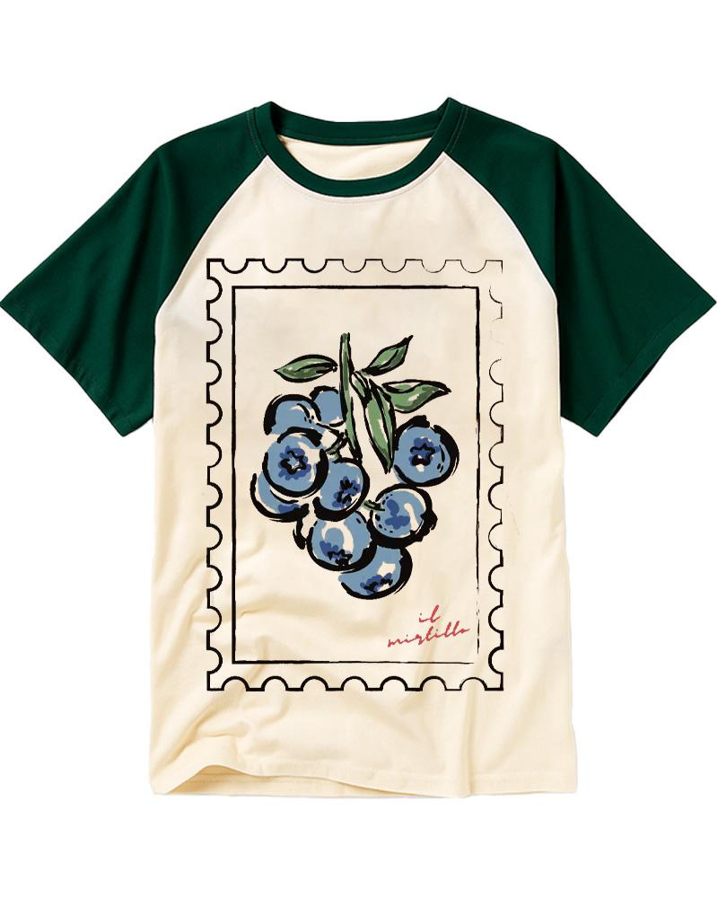 Blueberry Stamp 1950s Raglan Baseball T-Shirt image 1