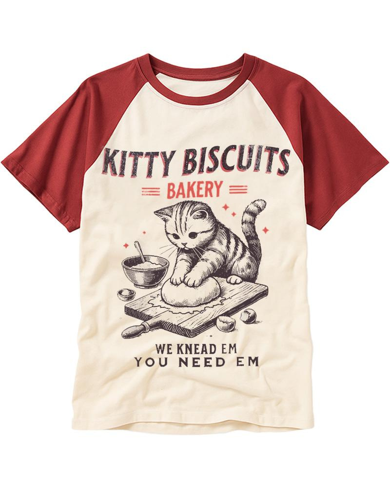 Kitty Biscuits Bakery 1950s Raglan Baseball T-Shirt image 1
