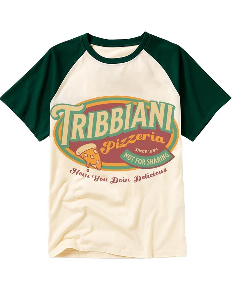 Tribbiani Pizzeria 1990s Raglan Baseball T-Shirt image 1