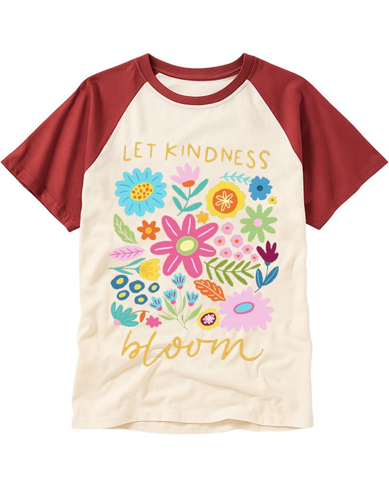 Let Kindness Bloom 1970s Raglan Baseball T-Shirt image 1