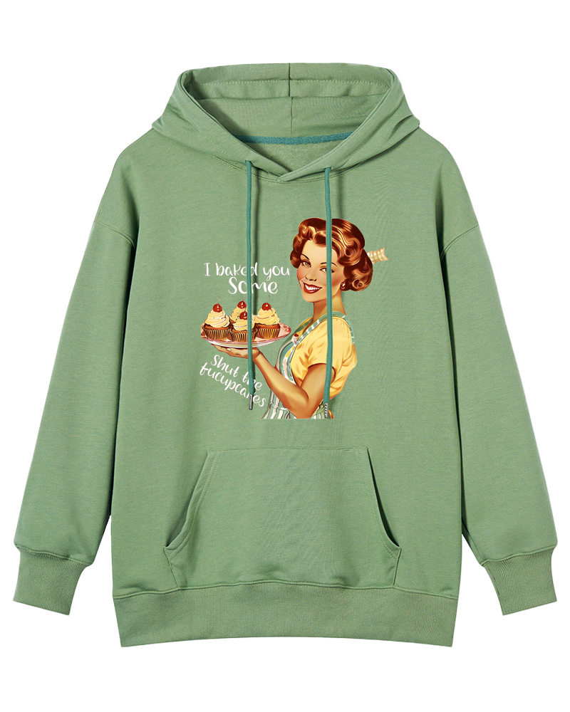 Sarcastic Housewife Baking Meme 1950s Pin-up Hoodie image 1