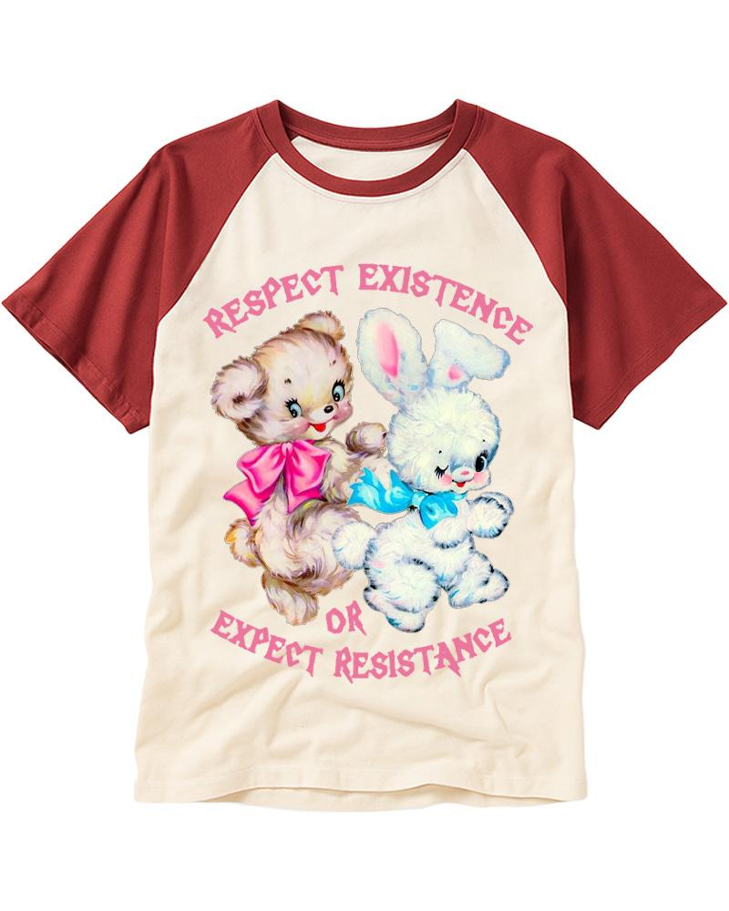 Respect Existence Or Expect Resistance 1950s Raglan Baseball T-Shirt image 1