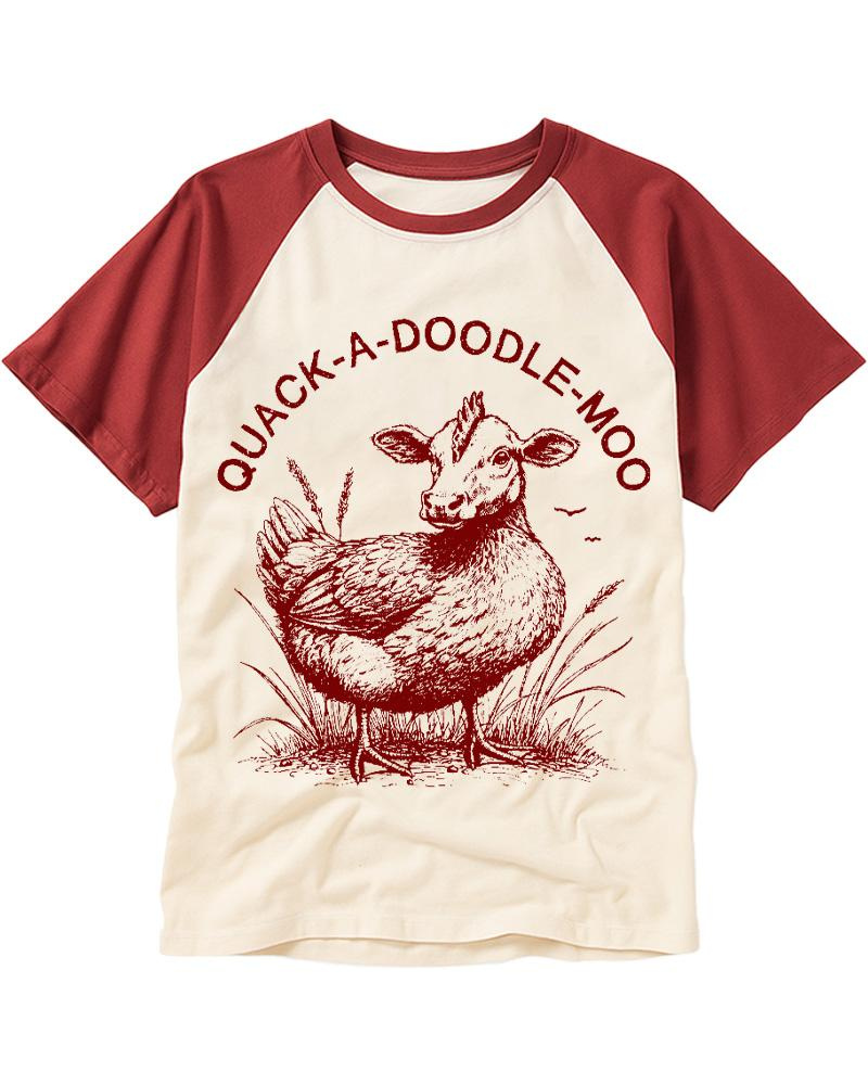 Duck Chicken Cow 1990s Raglan Baseball T-Shirt image 1