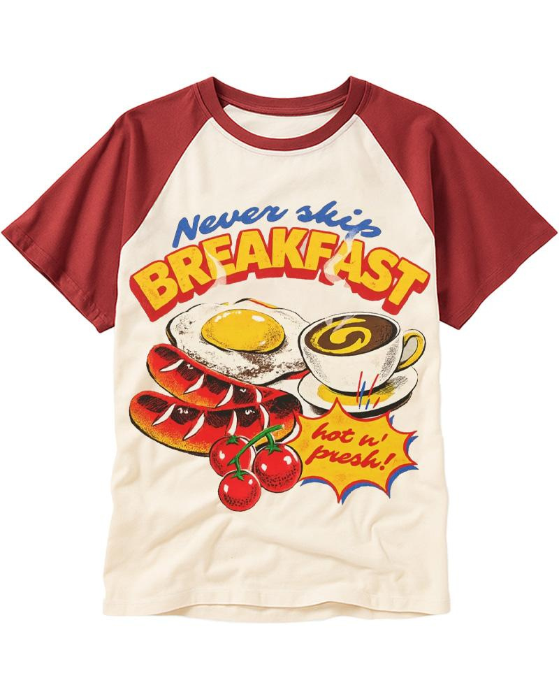 Never Skip Breakfast 1960s Raglan Baseball T-Shirt image 1