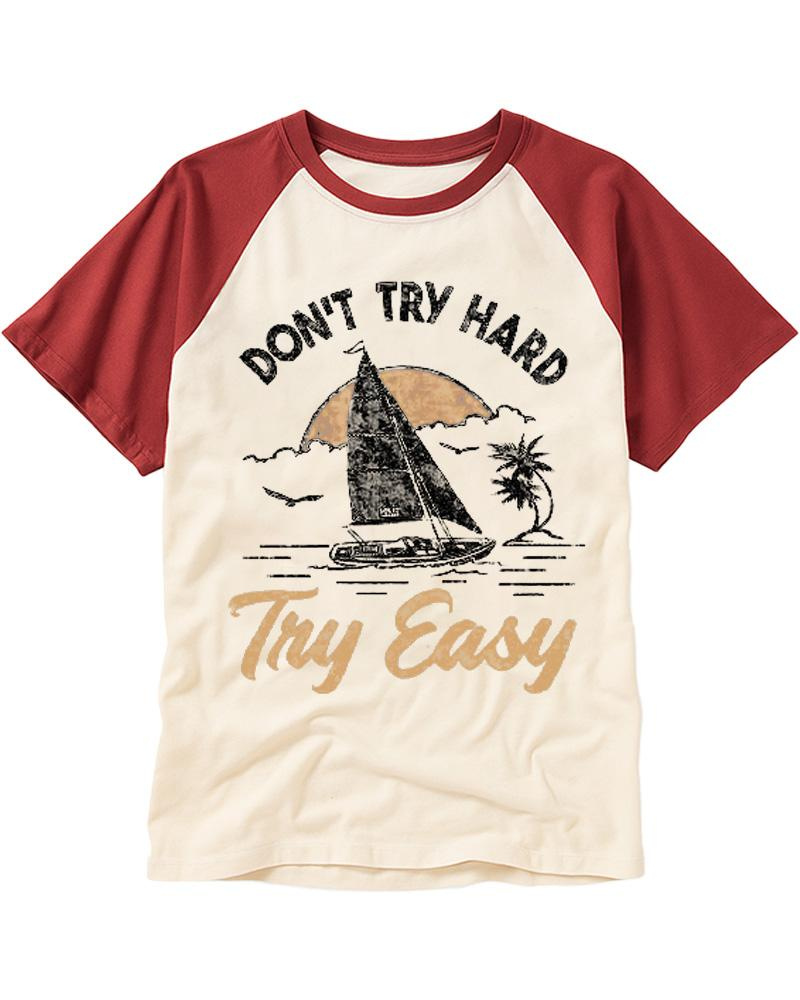 Don't Try Hard Try Easy 1970s Raglan Baseball T-Shirt image 1
