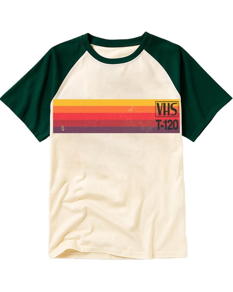 Vintage VHS Nostalgia Graphic 1980s Raglan Baseball T-Shirt image 1