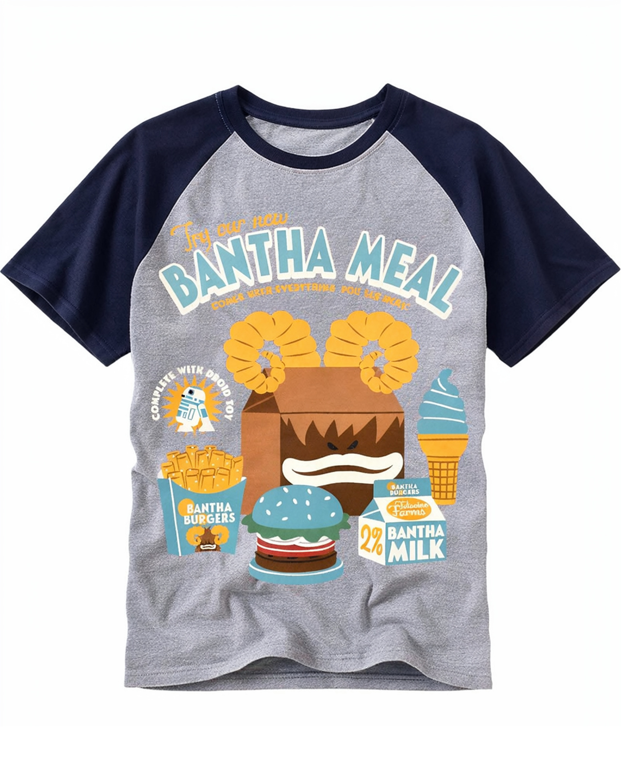 Funny Burgers 1980s Raglan Baseball T-Shirt image 1