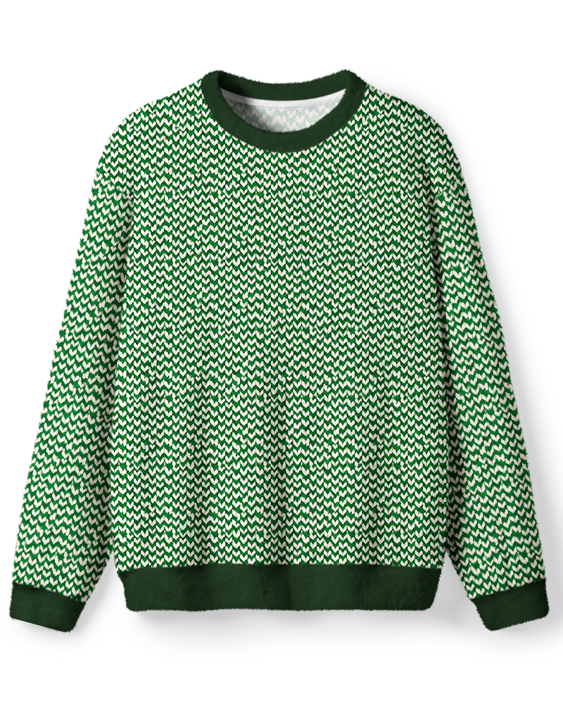 Vintage 1970s Forest Green Ivory Chevron Sweater image 1