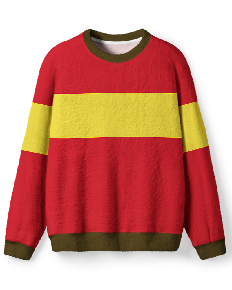 Vintage 1970s Harvest Red Gold Chest Stripe Sweater image 1