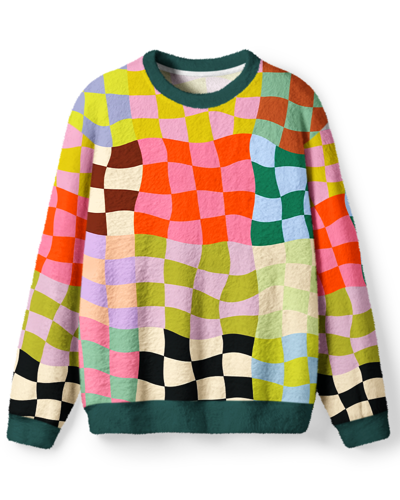 Vintage 1980s Pastel Patchwork Check Sweater image 1