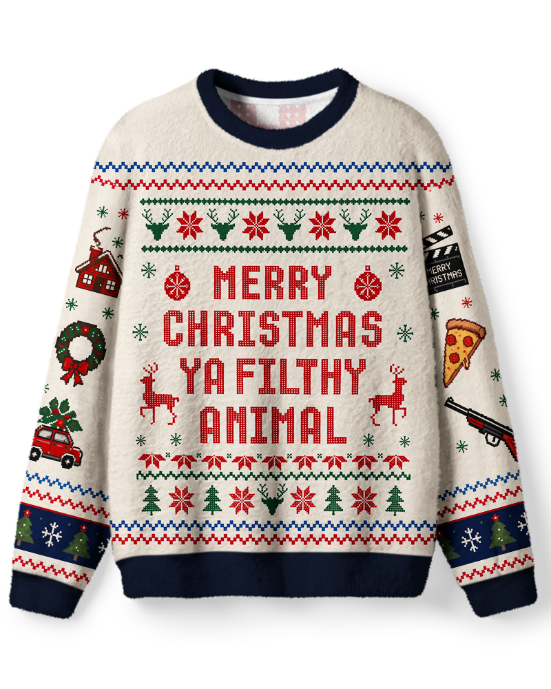 Merry Christmas Ya Filthy Animal Graphic Sweater image 1