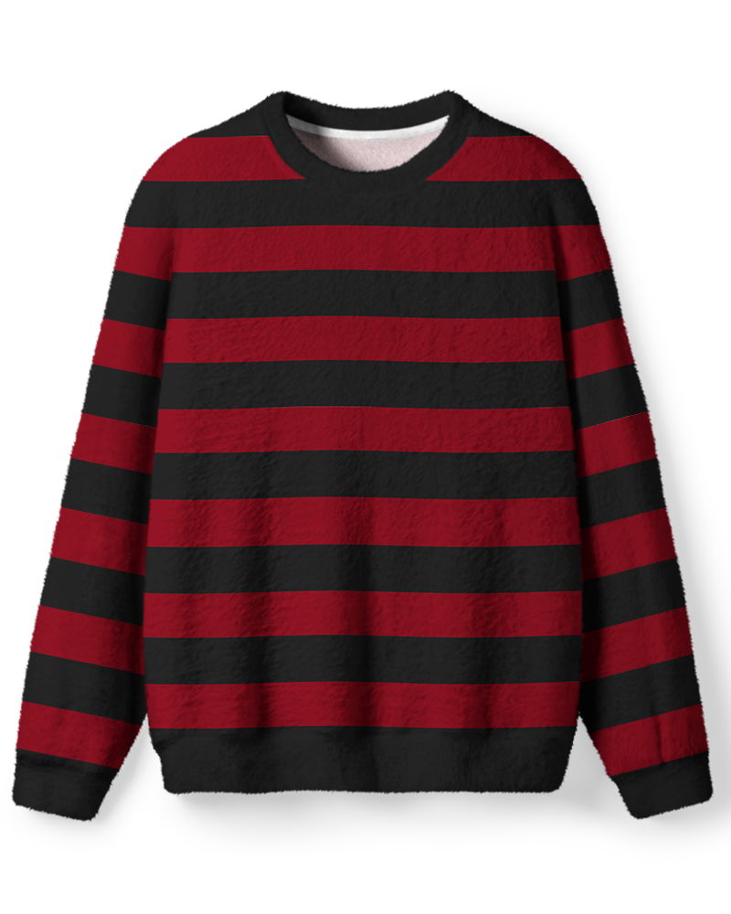 Vintage 1980s Crimson Black Stripe Sweater image 1